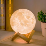 Rechargeable Multicolor Moon Light with Wooden Stand